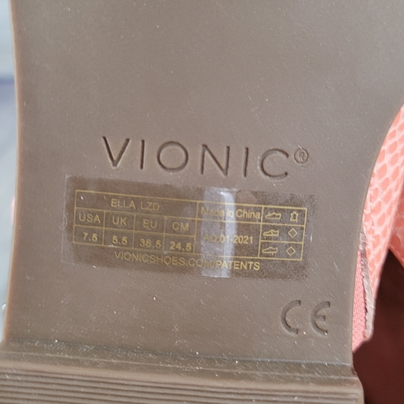 VIONIC | Ella pebble leather dusty pink toe loop ankle strap comfort sandal - Picture 8 of 10